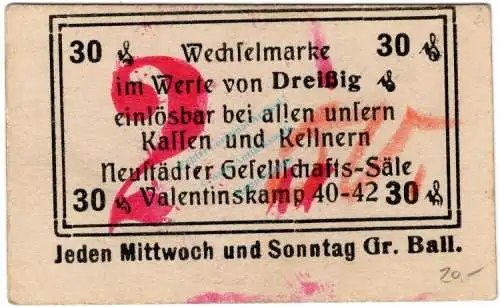 Hamburg , Notgeld 2 Mark Schein unc-kfr. Ti.2765.355.05 , Hamburg o.D. Verkehrsausgabe