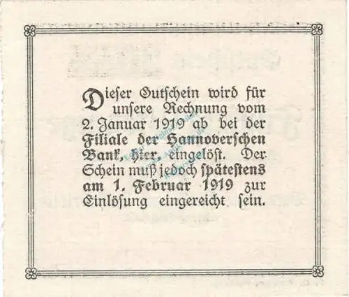 Harburg , Notgeld 50 Pfennig Schein unc-kfr. Ti.2805.35.02 , Niedersachsen 1918 Verkehrsausgabe