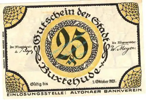 Altona , Notgeld 25 Pfennig Schein unc-kfr. Ti.0080.05.40 , Schleswig o.D. Verkehrsausgabe