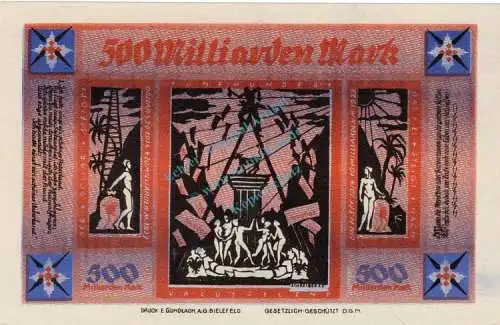 Bielefeld , Banknote 500 Milliarden Mark Schein unc-kfr. Keller 415.h , Westfalen 1923 Inflation