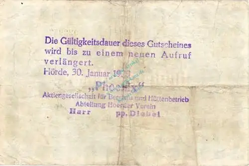 Hörde , Banknote 500 Mark -verlängert- gbr. Müller 2135.2 , Westfalen 1922 Inflation