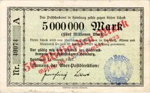 Hamburg , Banknote 50 Milliarden Mark Schein gbr. Keller 2130.b , Hamburg 1923 Inflation