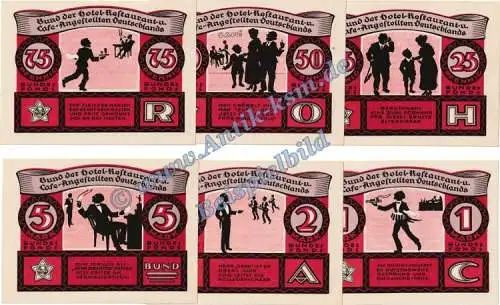 Lübeck , HORCA Notgeld Set mit 6 Scheinen in kfr. M-G 821.1 , Schleswig Holstein o.D. Seriennotgeld