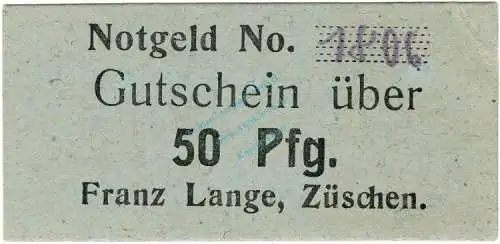 Züschen , Notgeld 50 Pfennig Schein unc-kfr. Ti.8285.15.17 , Westfalen o.D. Verkehrsausgabe