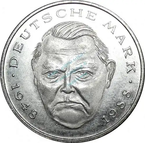 2 Mark Kursmmünze 1990 G -BRD Ludwig Erhard- ss-vz , J.445 -0679