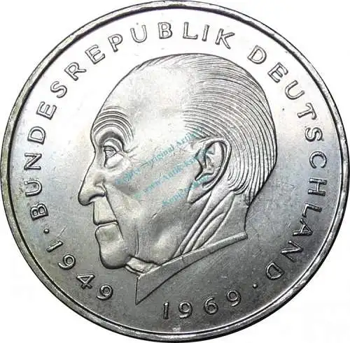 2 Mark Kursmmünze 1986 F -BRD Konrad Adenauer- ss-vz , J.406 -0682