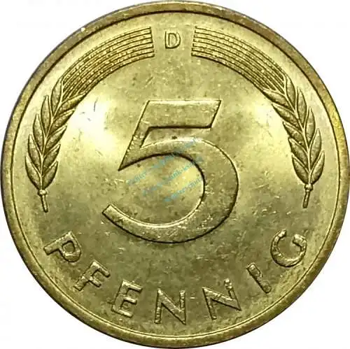 5 Pfennig Kursmmünze 1982 D -Bundesrepublik Deutschland- ss-vz , J.382 -0674
