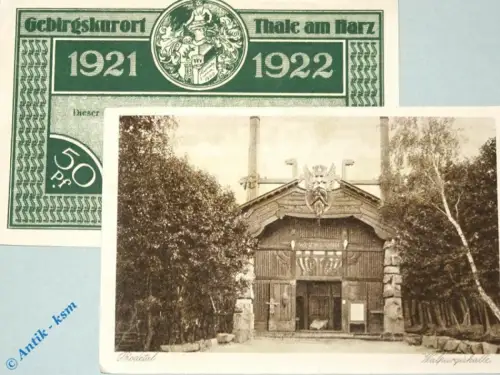 Notgeld Thale , Bodetalausgabe , 50 Pfennig Schein Nr 4 , Mehl Grabowski 1320.21 , von 1921 , Sachsen Anhalt Serien Notgeld