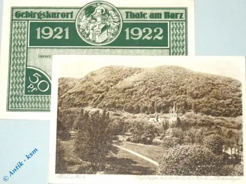 Notgeld Thale , Bodetalausgabe , 50 Pfennig Schein Nr 6 , Mehl Grabowski 1320.21 , von 1921 , Sachsen Anhalt Serien Notgeld