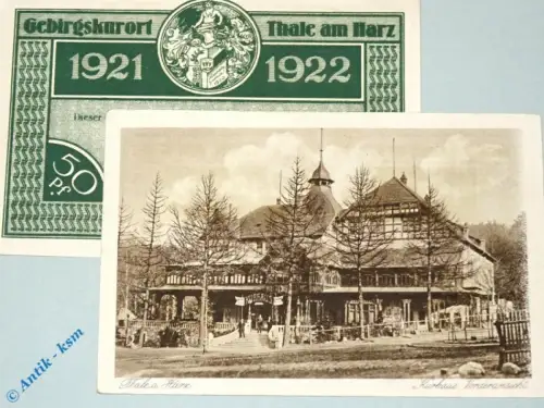 Notgeld Thale , Bodetalausgabe , 50 Pfennig Schein Nr 8 , Mehl Grabowski 1320.21 , von 1921 , Sachsen Anhalt Serien Notgeld