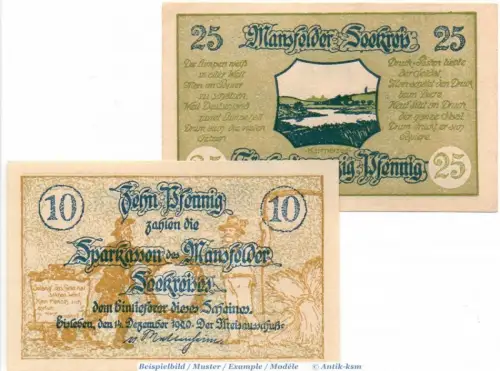 Notgeld Eisleben , Set mit 2 Scheinen in kfr. Tieste 1640.05.01-02 , von 1920 , Sachsen Verkehrsausgabe