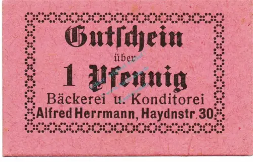 Dresden , Notgeld 1 Pfennig Schein unc-kfr. Ti.1480.20.01 , Sachsen o.D. Verkehrsausgabe