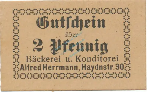 Dresden , Notgeld 2 Pfennig Schein unc-kfr. Ti.1480.20.02 , Sachsen o.D. Verkehrsausgabe
