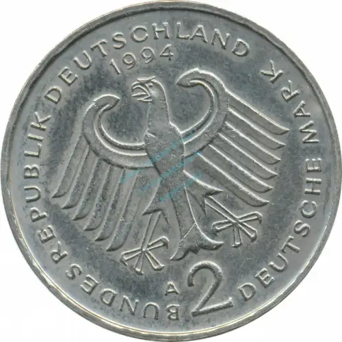 Vorlage DMZ - ORIGINALBILD2 Mark Kursmmünze 1994 A -Franz-Josef Strauß- ss-vz , J.450 -0693