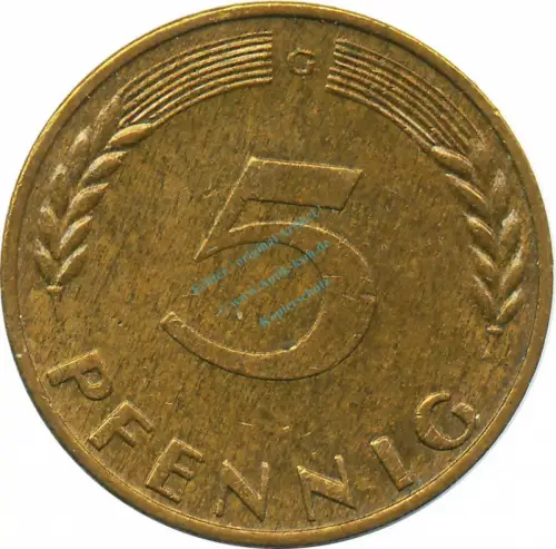 5 Pfennig Kursmmünze 1967 G -Bundesrepublik Deutschland- ss-vz , J.382 -0701
