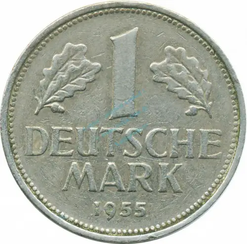 1 Mark Kursmmünze 1955 G -Bundesrepublik Deutschland- s-ss , J.385 -0704