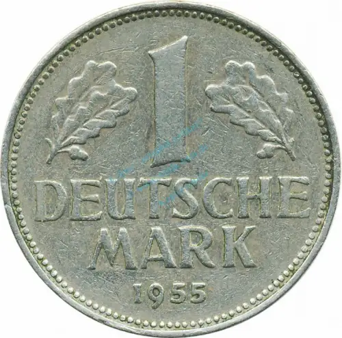 1 Mark Kursmmünze 1955 G -Bundesrepublik Deutschland- s-ss , J.385 -0705