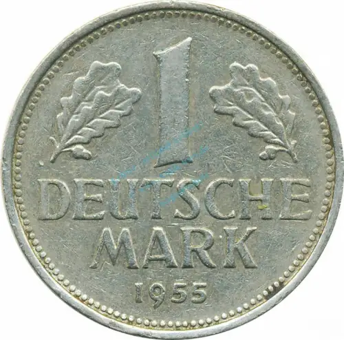 1 Mark Kursmmünze 1955 G -Bundesrepublik Deutschland- s-ss , J.385 -0707