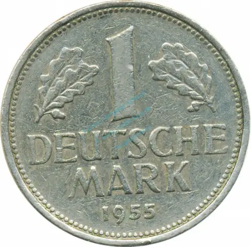 1 Mark Kursmmünze 1955 G -Bundesrepublik Deutschland- s-ss , J.385 -0708