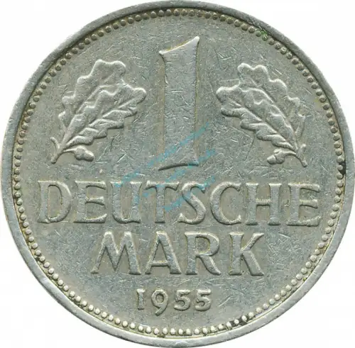 1 Mark Kursmmünze 1955 G -Bundesrepublik Deutschland- s-ss , J.385 -0709