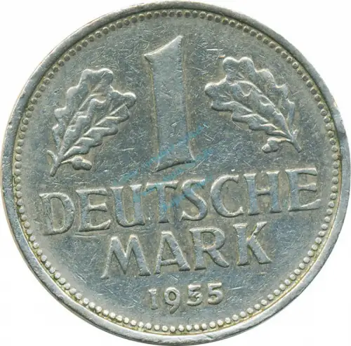 1 Mark Kursmmünze 1955 G -Bundesrepublik Deutschland- s-ss , J.385 -0710