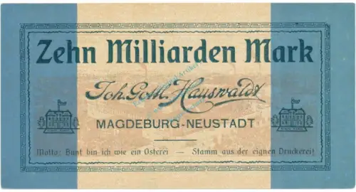Magdeburg , Banknote 10 Milliarden Mark Schein unc-kfr. Keller 3415.e , Sachsen Anhalt 1923 Inflation