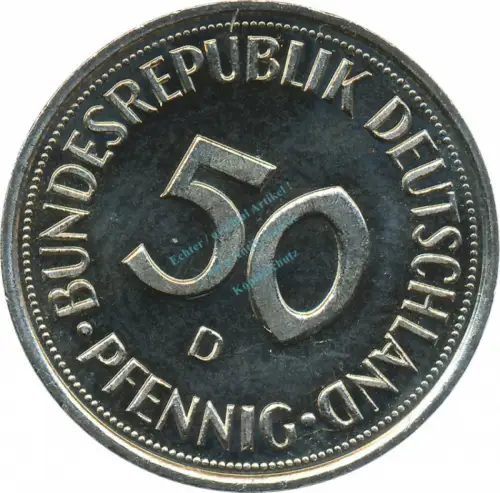 50 Pfennig Kursmmünze 1994 D -Bundesrepublik Deutschland- vz-stgl , J.384 -0688