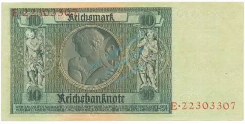 Reichsbanknote , 10 Mark Schein -F 1- in unc-kfr. DEU-183.a, Ros.173, P.180 Weimarer Republik 1929 Reichsbank