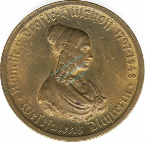 Münster , Notgeld Münze 100 Mark -Droste-Hülshoff- ss-vz. Westfalen 1923 Inflation 0080