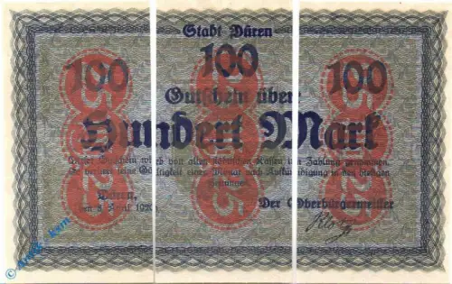 Notgeld Düren , 3 Drittel Scheine a 25 Pfennig , Mehl Grabowski 299.1 a,b,c , Westfalen Serien Notgeld