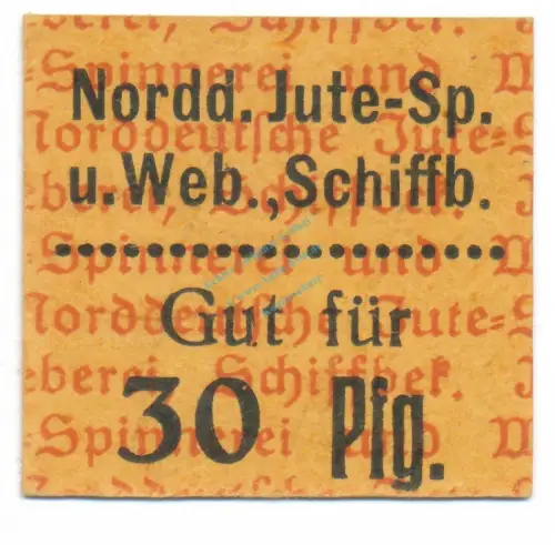 Schiffbek , Notgeld 30 Pfennig Schein unc-kfr. Tieste 6495.05.12 , Schleswig o.D. Verkehrsausgabe