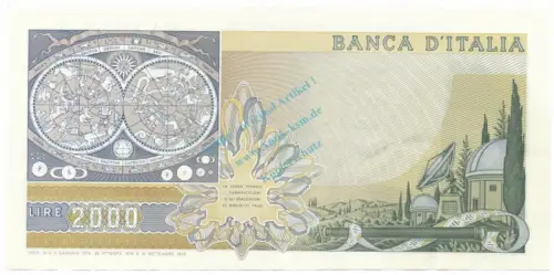 Banknote Italien , 2.000 Lire Schein L-gbr. 1973-76, WPM.103 -Galileo- 0337