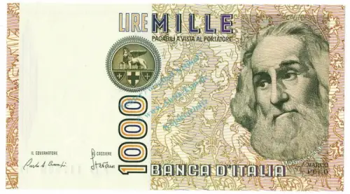 Banknote Italien , 1.000 Lire Schein unc-kfr. 1982, WPM.109 -Marco Polo- 0338