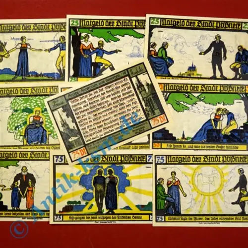 Notgeld Pößneck , Satz mit 10 Scheinen , Mehl Grabowski 1066.5 , von 1921 , Thüringen Seriennotgeld