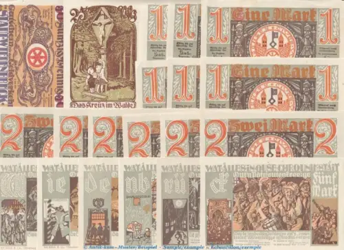 Notgeld Stadt Wiedenbrück 1423.1 , Set mit --20-- Scheinen in kfr. von 1921 , Westfalen Seriennotgeld