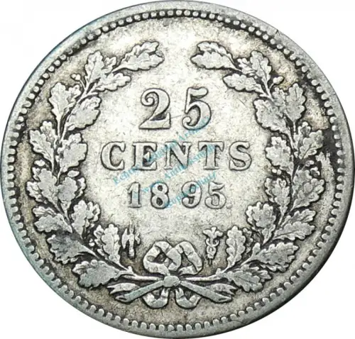 Niederlande , Kursmünze 25 Cents 1895 -Wilhelmina I. 0640- KM.115 s-ss , -0213