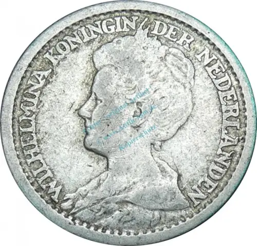 Niederlande , Kursmünze 25 Cents 1914 -Wilhelmina- KM.146 s , -0218