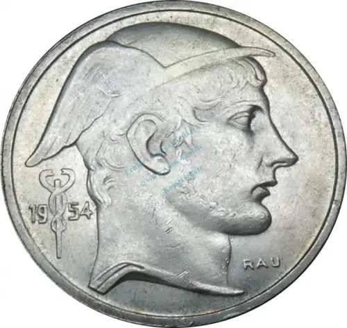 Belgien , Kursmünze 50 Francs 1954 -Mann mit Helm 0835- KM.137 ss-vz , -0211