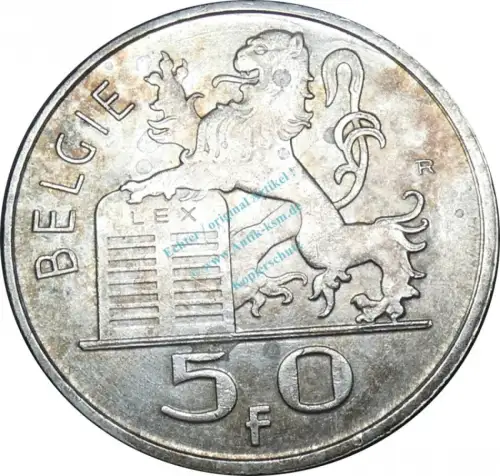 Belgien , Kursmünze 50 Francs 1954 -Mann mit Helm 0835- KM.137 ss-vz , -0211