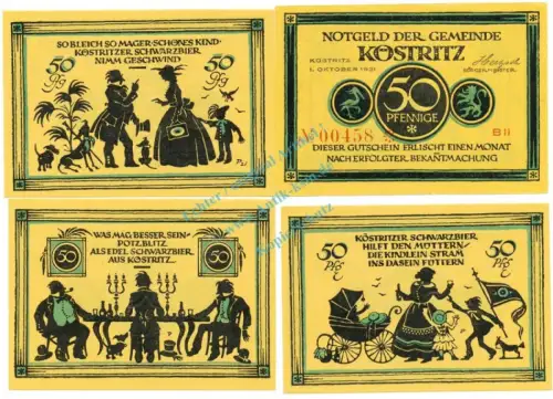 Köstritz , Notgeld Set mit 4 Scheinen unc-kfr. M-G 736.5 TH o.D. Seriennotgeld -5708