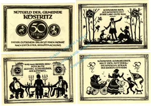 Köstritz , Notgeld Set mit 4 Scheinen unc-kfr. M-G 736.1 , TH o.D. Seriennotgeld -5743