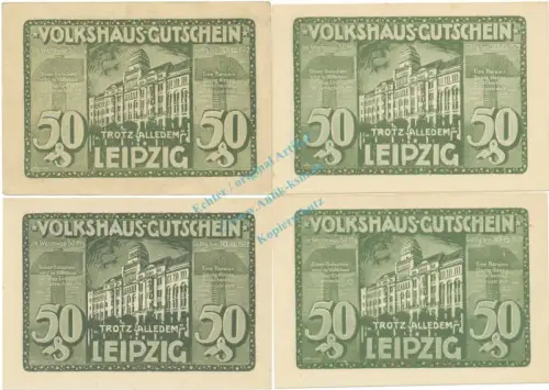 Leipzig , Notgeld Set mit 4 Scheinen unc-kfr. M-G 786.4 , S o.D. Seriennotgeld -5803