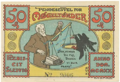 Mögeltondern , Notgeld 50 Pfennig -Doppelpunkt- unc-kfr. M-G 892.1.C , SH 1920 Seriennotgeld -5804