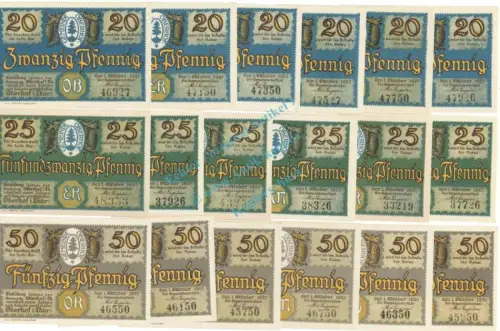 Oberhof , Notgeld Set 18 Scheine unc-kfr. M-G 996.4 , TH 1921 Seriennotgeld -5807