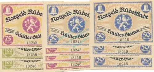 Rudolstadt , Notgeld Set -10 x Nummerngleich- unc-kfr. M-G 1146.2 , TH 1921 Seriennotgeld -5811