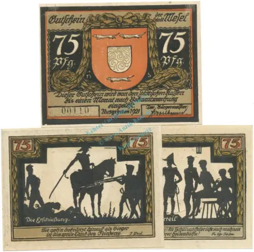 Wesel , Notgeld Set -Nummerngleich, w. Rand-  F-kfr. M-G 1409.3 , NW 1921 Seriennotgeld -5744