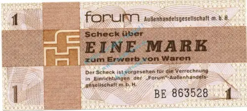 1 Mark Forum Scheck unc-kfr. 1979 DDR-30, Ros.368, P.FX2 , DDR -1308