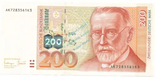 200 D-Mark Schein unc-kfr 1996 BRD-55, Ros.311, P.47 , Deutsche Bundesbank -1266