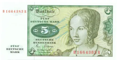 5 D-Mark Schein unc-kfr 1980 BRD-29, Ros.285, P.30.b , Deutsche Bundesbank -1283
