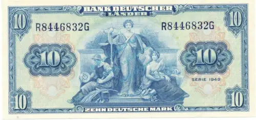10 Mark Schein L-gbr 1949 BRD-4, Ros.258, P.16.a , Bank deutscher Länder -1287